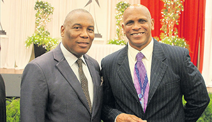 President of the T&T Track and Field Association (TTSSTFA) Phillip Allard, right, and president of the NAAA, Ephraim Serrette at the NAAA’s annual awards at the Radisson Hotel, Wrightson Road, Port of Spain on January 7. President of the T&T Track and Field Association (TTSSTFA) Phillip Allard, right, and president of the NAAA, Ephraim Serrette at the NAAA’s annual awards at the Radisson Hotel, Wrightson Road, Port of Spain on January 7.