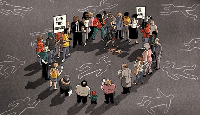 ‘The scandal resides in the popular recognition – often sudden, unpredictable and fleeting – of the humanity in those suffering the injustices.’ Illustration: Ben Jennings  ‘The scandal resides in the popular recognition – often sudden, unpredictable and fleeting – of the humanity in those suffering the injustices.’ Illustration: Ben Jennings
