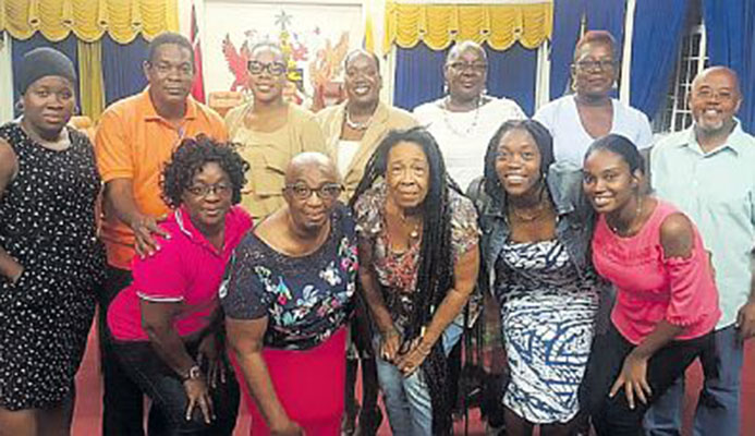 Former national netballer Peggy Castanada, third from left front row poses with other coaches and indiviudals, who will play a major part in the Regional Corporation’s ‘Back 2 Basics’ Community Netball Programme, at a Meet and Greet reception on July 4 at the Arima Town Hall. With her are Nikeisha Felix-Lewis, from left, back row, Councillor Michael Castellano (Arima Borough Corporation), Alderman Onika Haynes (Vice-Chair Tunapuna Piarco Regional Corporation), Jaime Browne (Programme Director), Jacqueline Morris, Margaret Francis, Councillor Anthony Davis (Arima Borough Corporation) and in the front row from left: Odette John, Veronica Mc Donald-Nicoll, Kielle Connelly and Daniella Hall. Former national netballer Peggy Castanada, third from left front row poses with other coaches and indiviudals, who will play a major part in the Regional Corporation’s ‘Back 2 Basics’ Community Netball Programme, at a Meet and Greet reception on July 4 at the Arima Town Hall. With her are Nikeisha Felix-Lewis, from left, back row, Councillor Michael Castellano (Arima Borough Corporation), Alderman Onika Haynes (Vice-Chair Tunapuna Piarco Regional Corporation), Jaime Browne (Programme Director), Jacqueline Morris, Margaret Francis, Councillor Anthony Davis (Arima Borough Corporation) and in the front row from left: Odette John, Veronica Mc Donald-Nicoll, Kielle Connelly and Daniella Hall.