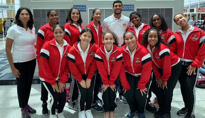 The TT Under-16 girls team with staff before leaving Trinidad to compete at the 2019 Sunshine State Games Water Polo Championships in Florida. The TT Under-16 girls team with staff before leaving Trinidad to compete at the 2019 Sunshine State Games Water Polo Championships in Florida.