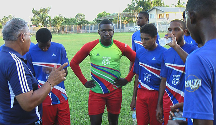 Coach Alvin Corneal conducts a training session in Brazil 2014. Coach Alvin Corneal conducts a training session in Brazil 2014.