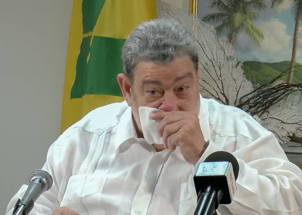 Dr Ralph Gonsalves, Prime Minister of St Vincent and the Grenadines, at a emergency press conference on Friday. Screengrab from live media conference - Dr Ralph Gonsalves, Prime Minister of St Vincent and the Grenadines, at a emergency press conference on Friday. Screengrab from live media conference -