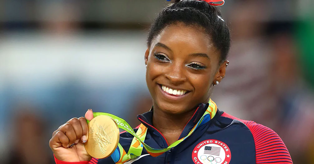 Gold medalist Simone Biles of the United States celebrates at the medal ceremony for the Women's Floor at the Rio 2016 Olympic Games 2016 Getty Images Gold medalist Simone Biles of the United States celebrates at the medal ceremony for the Women's Floor at the Rio 2016 Olympic Games 2016 Getty Images