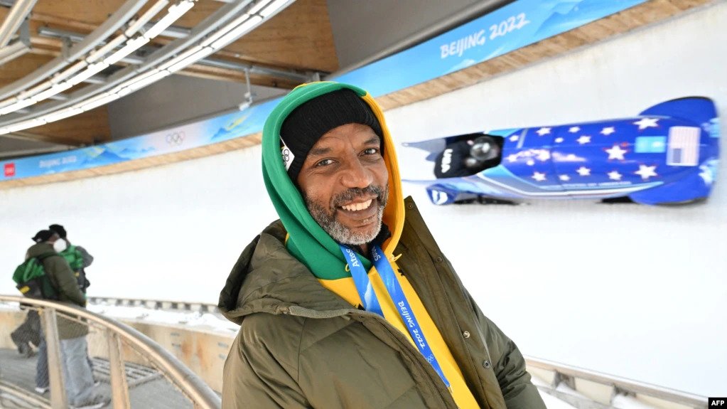 Chris Stokes poses for a photo by the track as the 2-man bobsled training takes place during the Beijing 2022 Winter Olympic Games in Yanqing on Feb. 10, 2022. Chris Stokes poses for a photo by the track as the 2-man bobsled training takes place during the Beijing 2022 Winter Olympic Games in Yanqing on Feb. 10, 2022.