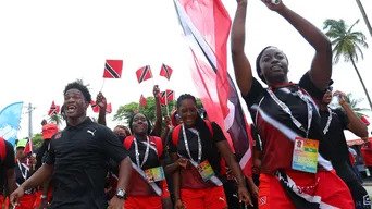 Trinidad and Tobago's athletes celebrate at the 2023 Commonwealth Youth Games closing ceremony at Pigeon Point, Tobago. (Commonwealth Youth Games) (Image obtained at tt.loopnews.com) Trinidad and Tobago's athletes celebrate at the 2023 Commonwealth Youth Games closing ceremony at Pigeon Point, Tobago. (Commonwealth Youth Games) (Image obtained at tt.loopnews.com)