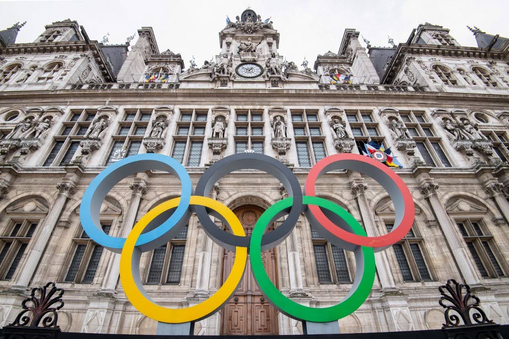 This general view shows the Olympic rings on display in front of The City Hall in Paris on March 13 ahead of the 2024 Olympic Games. - (AFP PHOTO) (Image obtained at newsday.co.tt) This general view shows the Olympic rings on display in front of The City Hall in Paris on March 13 ahead of the 2024 Olympic Games. - (AFP PHOTO) (Image obtained at newsday.co.tt)