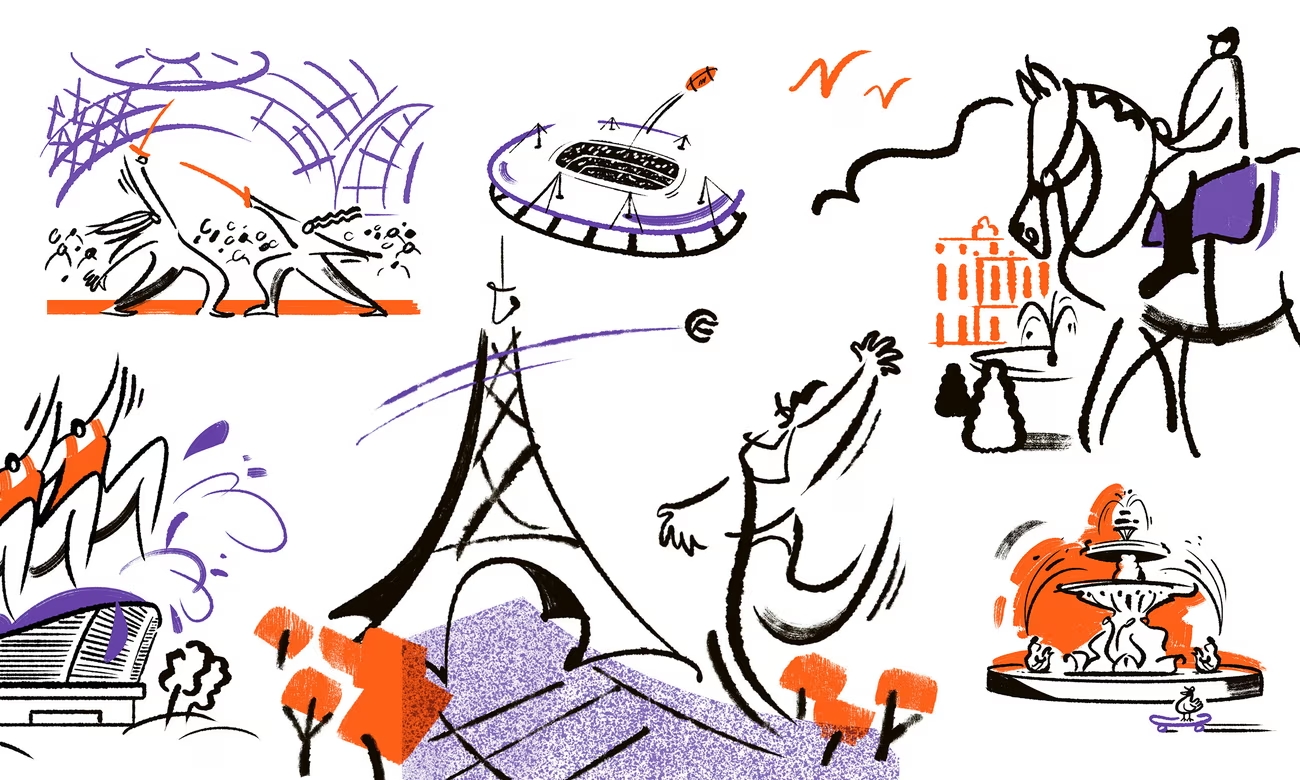 Paris will be showcasing some of its finest landmarks during the forthcoming Games. Illustration: Sandra Navarro (Image obtained at theguardian.com) Paris will be showcasing some of its finest landmarks during the forthcoming Games. Illustration: Sandra Navarro (Image obtained at theguardian.com)