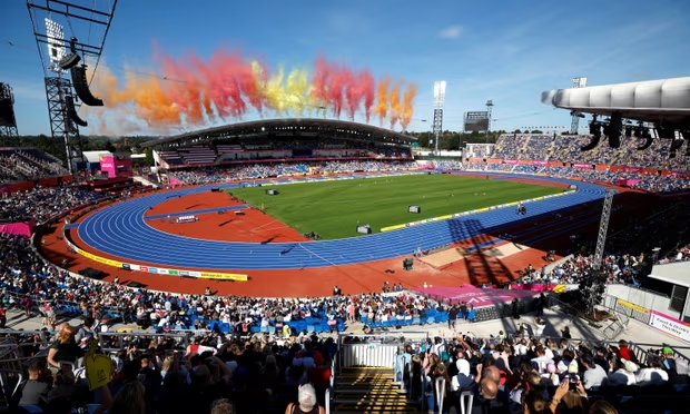 Athletics at the Alexander Stadium during the 2022 Commonwealth Games in Birmingham, which stepped in when Durban was stripped of the right to host. Photograph: John Sibley/Reuters (Image obtained at theguardian.com)