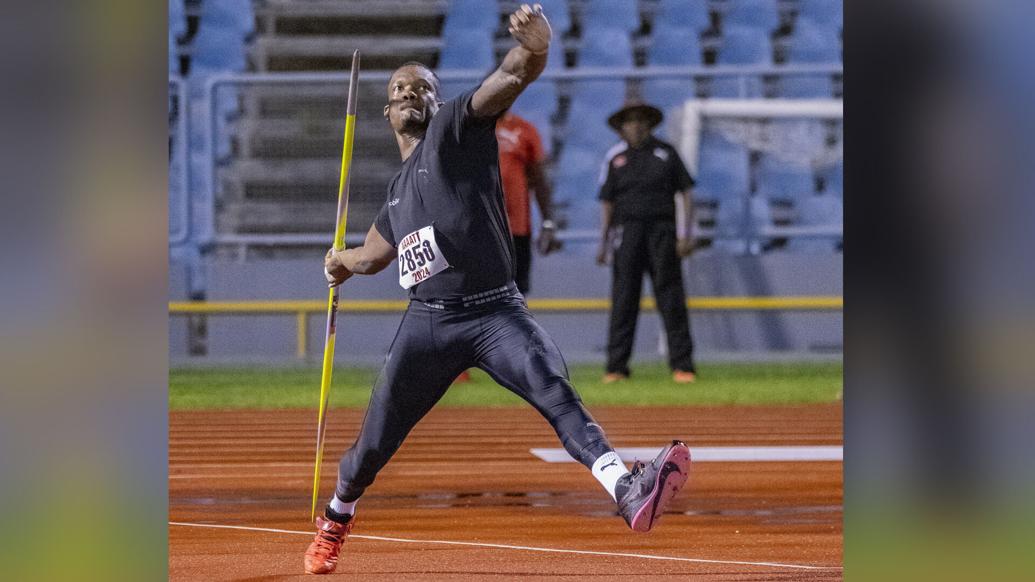 CHAMPION: Keshorn Walcott, en route to men’s javelin gold at last month’s NGC/NAAATT National Championships, at the Hasely Crawford Stadium in Port of Spain. Walcott threw a season’s best 85.22 metres. —Photo by Dennis Allen for @TTGameplan (Image obtained at trinidadexpress.com) CHAMPION: Keshorn Walcott, en route to men’s javelin gold at last month’s NGC/NAAATT National Championships, at the Hasely Crawford Stadium in Port of Spain. Walcott threw a season’s best 85.22 metres. —Photo by Dennis Allen for @TTGameplan (Image obtained at trinidadexpress.com)